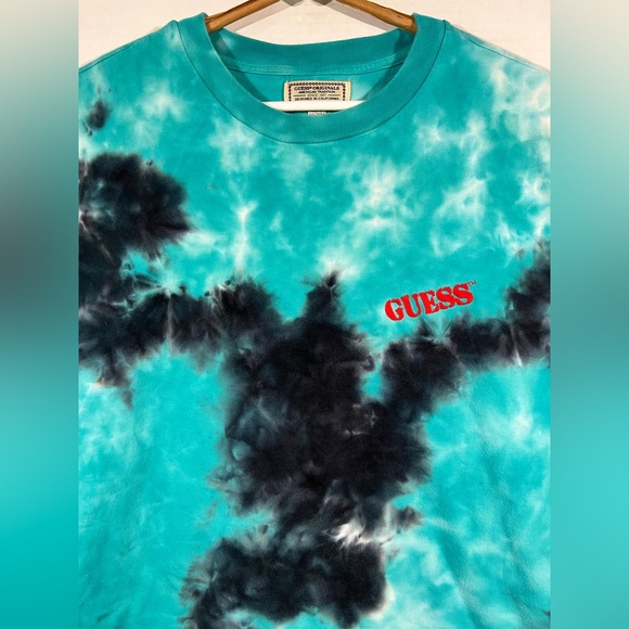 Y2K Guess Original Flag Tie Dye T-Shirt Large Streetwear Hip Hop Skateboarding - Picture 6 of 14